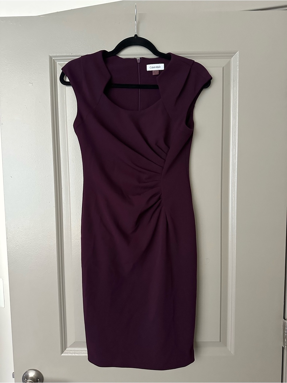 Calvin Klein Deep Plum Ruched Sheath Dress